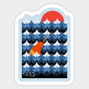 Narwhal sunset Sticker